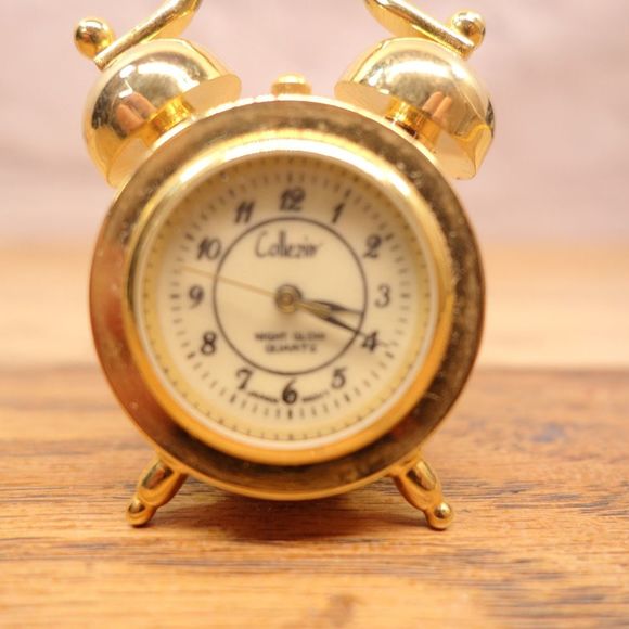 Collezio Mini Brass Clock Miniature Desk Clock - Picture 6 of 7